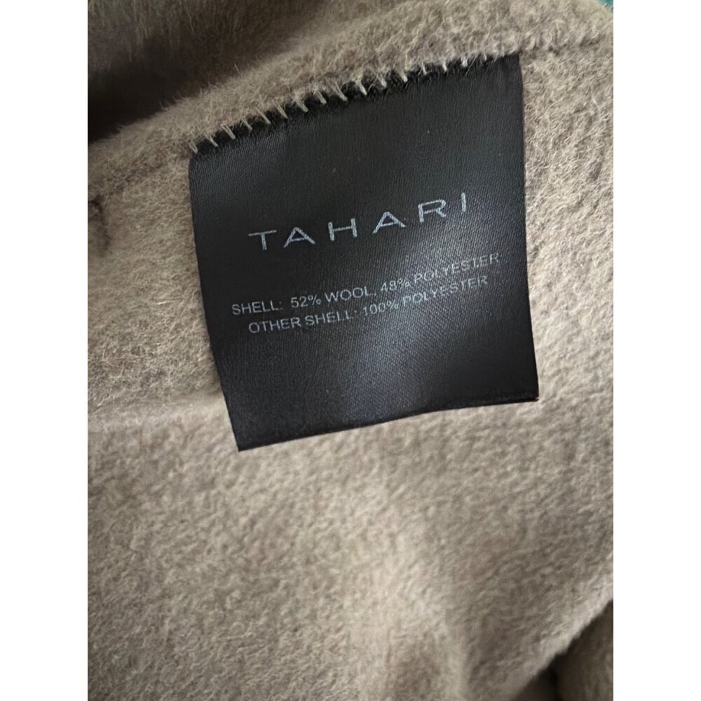 Tahari Beige Wool-Blend Wrap Coat With Belt Size L - Picture 4 of 4